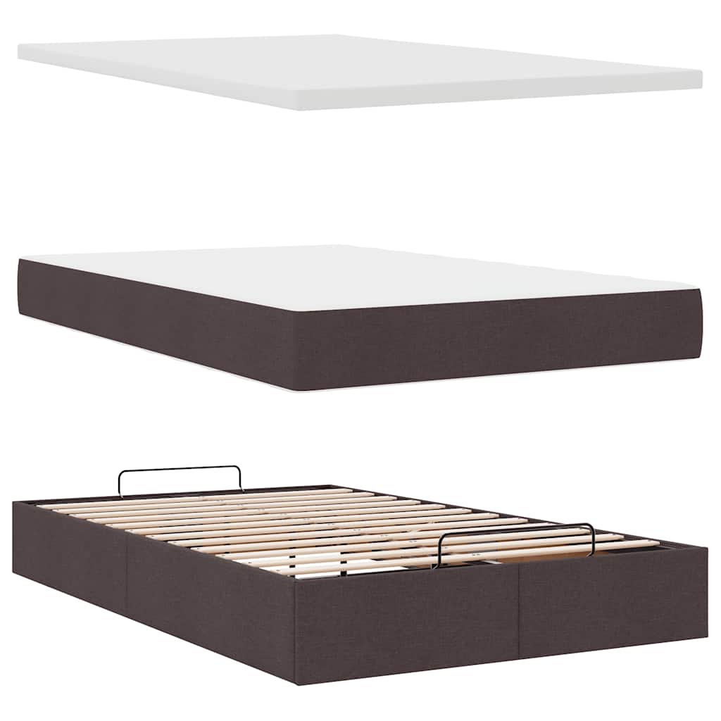 Ottoman Κρεβάτι με Στρώμα Σκούρο Καφέ 120x200cm Ύφασμα - Pakobazaar