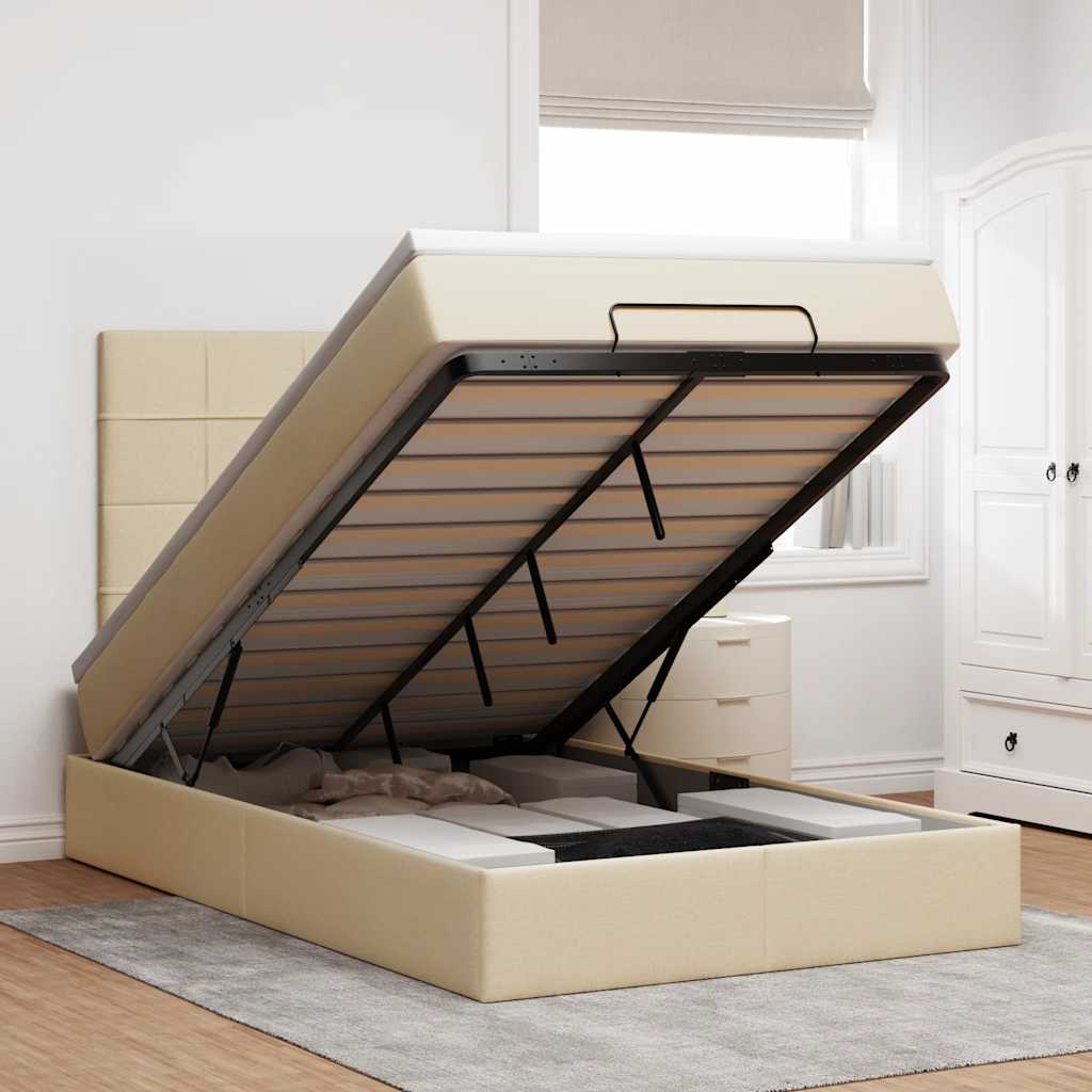 Οθωμανικό κρεβάτι με στρώμα Cream 120x200cm ύφασμα