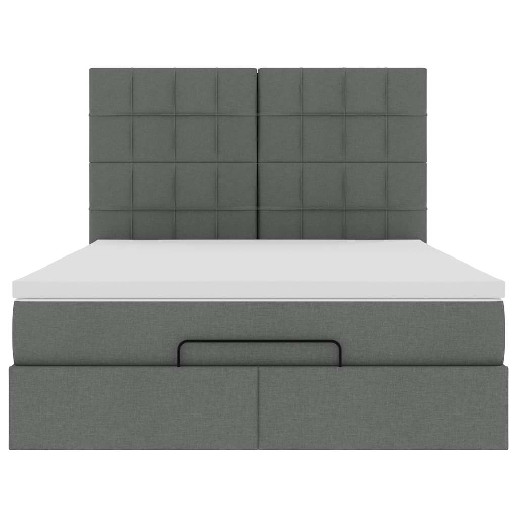 Οθωμανικό κρεβάτι με στρώμα σκούρο γκρι 140x190cm ύφασμα - Pakobazaar