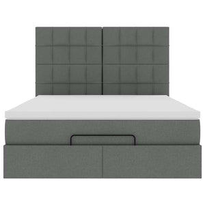 Οθωμανικό κρεβάτι με στρώμα σκούρο γκρι 140x190cm ύφασμα - Pakobazaar