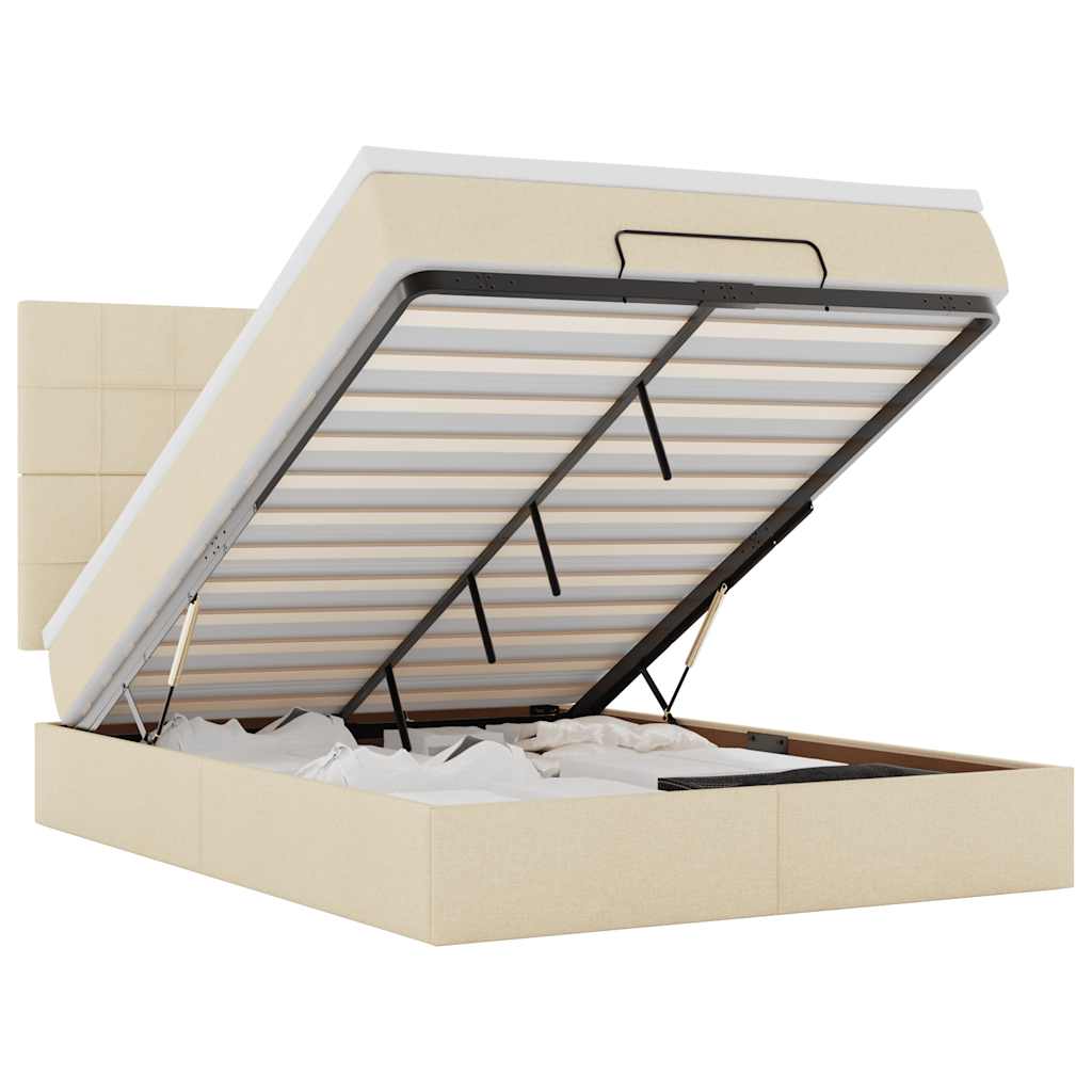 Οθωμανικό κρεβάτι με στρώμα Cream 140x190cm ύφασμα - Pakobazaar