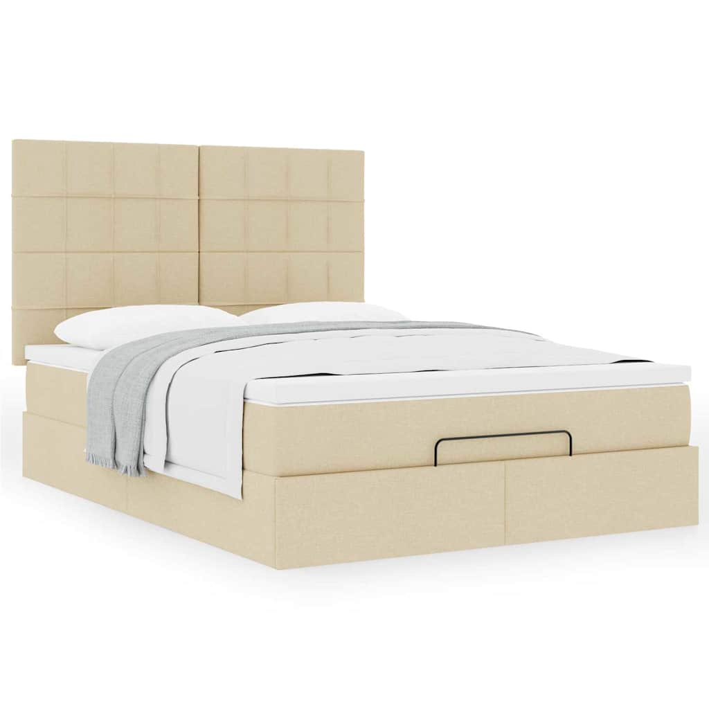 Οθωμανικό κρεβάτι με στρώμα Cream 140x190cm ύφασμα - Pakobazaar