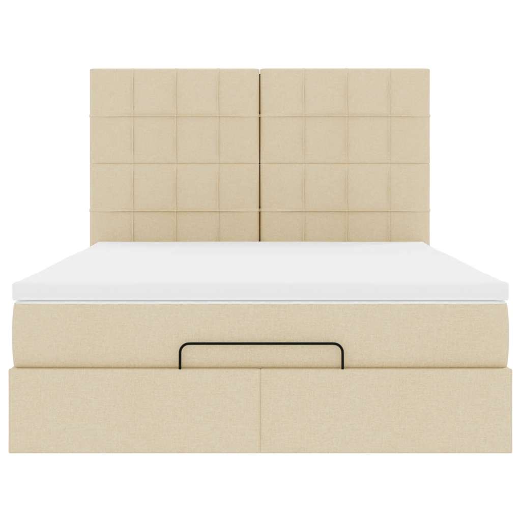 Οθωμανικό κρεβάτι με στρώμα Cream 140x190cm ύφασμα - Pakobazaar