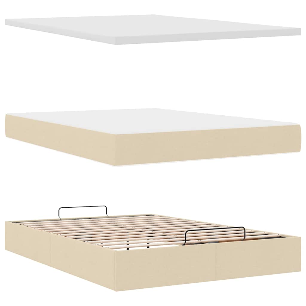 Οθωμανικό κρεβάτι με στρώμα Cream 140x190cm ύφασμα - Pakobazaar