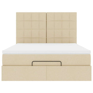 Οθωμανικό κρεβάτι με στρώμα Cream 140x200cm ύφασμα - Pakobazaar