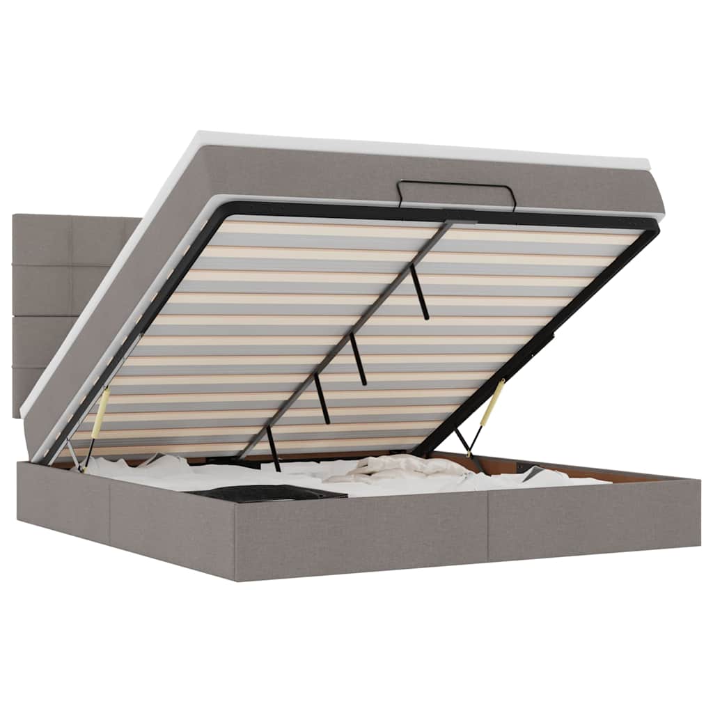 Οθωμανικό κρεβάτι με στρώμα Taupe 160x200cm ύφασμα