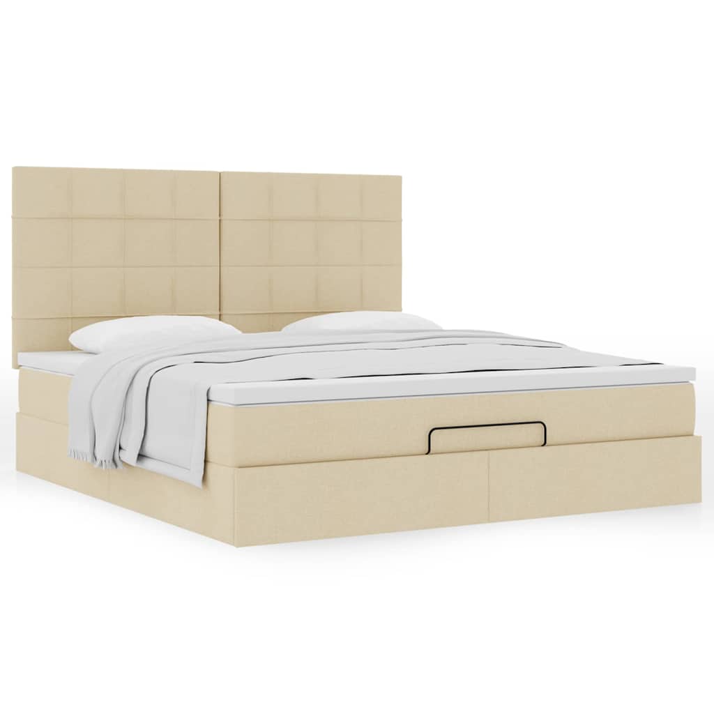 Οθωμανικό κρεβάτι με στρώμα Cream 180x200cm ύφασμα - Pakobazaar