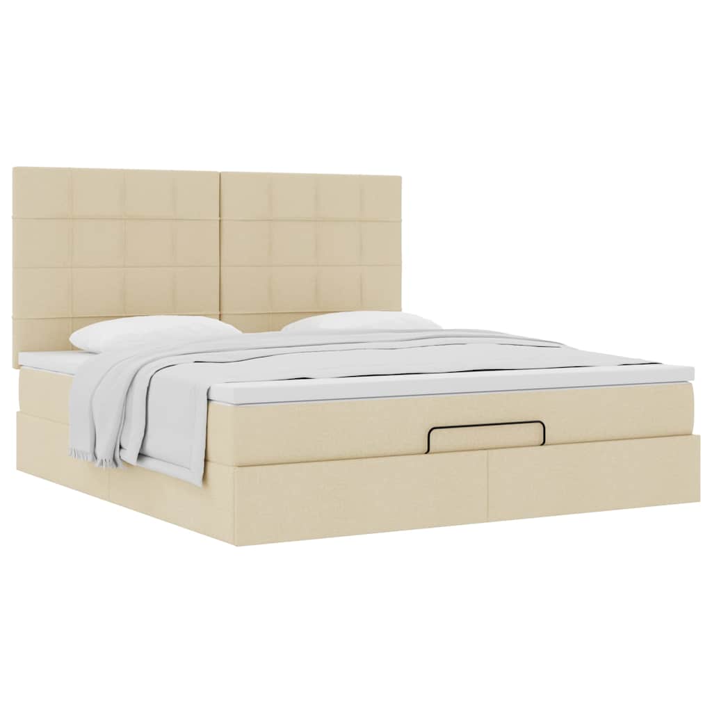 Οθωμανικό κρεβάτι με στρώμα Cream 180x200cm ύφασμα - Pakobazaar