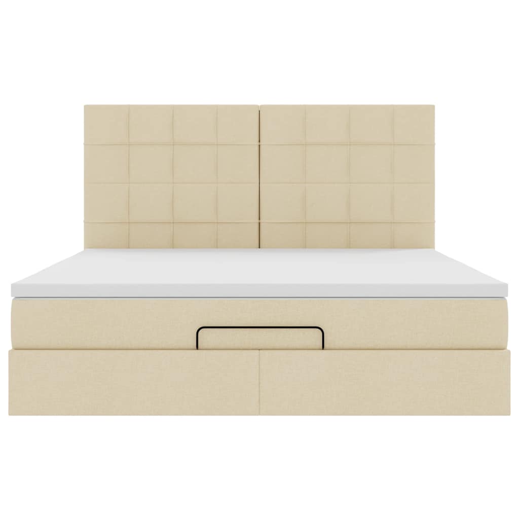 Οθωμανικό κρεβάτι με στρώμα Cream 180x200cm ύφασμα - Pakobazaar