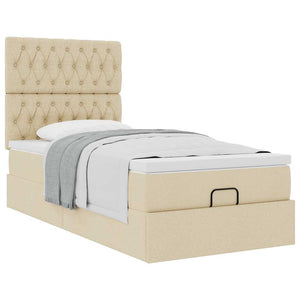 Οθωμανικό κρεβάτι με στρώμα Cream 90x190cm ύφασμα - Pakobazaar