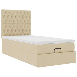 Οθωμανικό κρεβάτι με στρώμα Cream 90x190cm ύφασμα - Pakobazaar