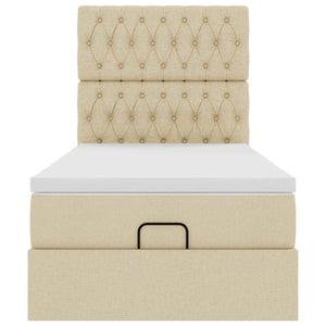 Οθωμανικό κρεβάτι με στρώμα Cream 90x190cm ύφασμα - Pakobazaar