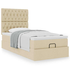Οθωμανικό κρεβάτι με στρώμα Cream 100x200cm ύφασμα