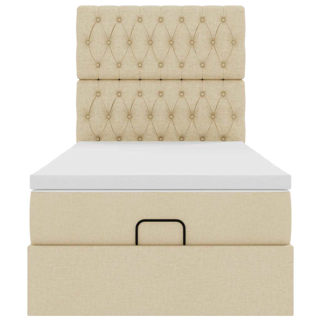 Οθωμανικό κρεβάτι με στρώμα Cream 100x200cm ύφασμα