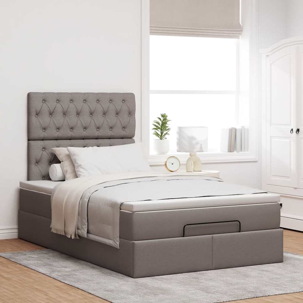 Οθωμανικό κρεβάτι με στρώμα Taupe 120x190 cm Ύφασμα - Pakobazaar