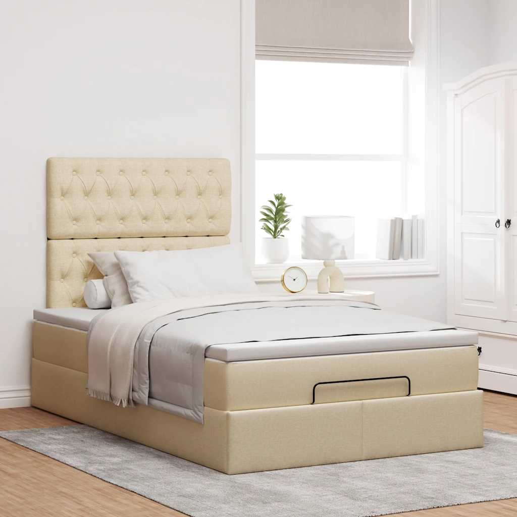 Οθωμανικό κρεβάτι με στρώμα Cream 120x190 cm Ύφασμα