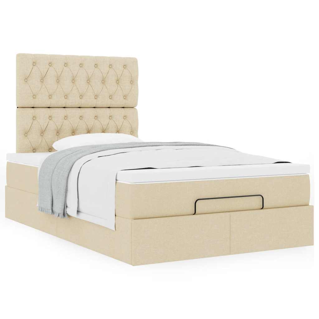 Οθωμανικό κρεβάτι με στρώμα Cream 120x190 cm Ύφασμα
