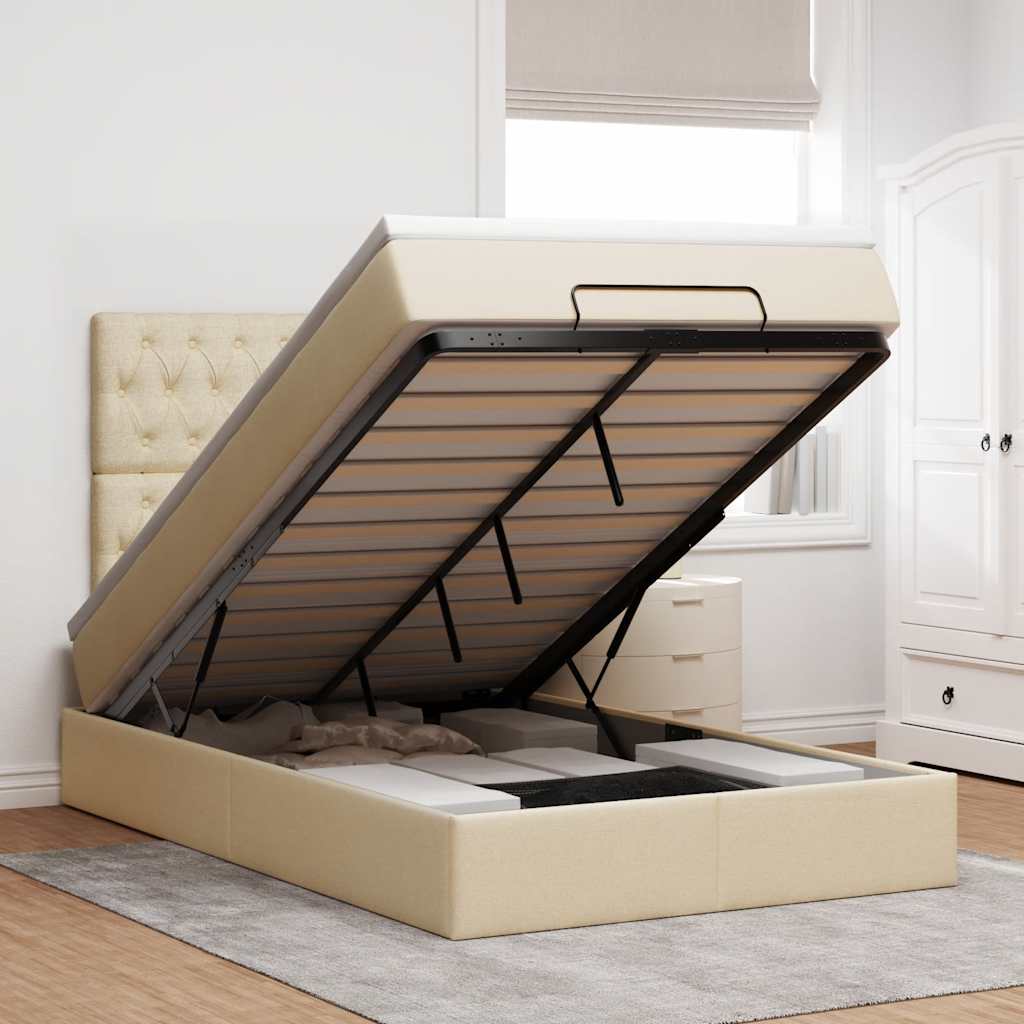 Οθωμανικό κρεβάτι με στρώμα Cream 120x190 cm Ύφασμα