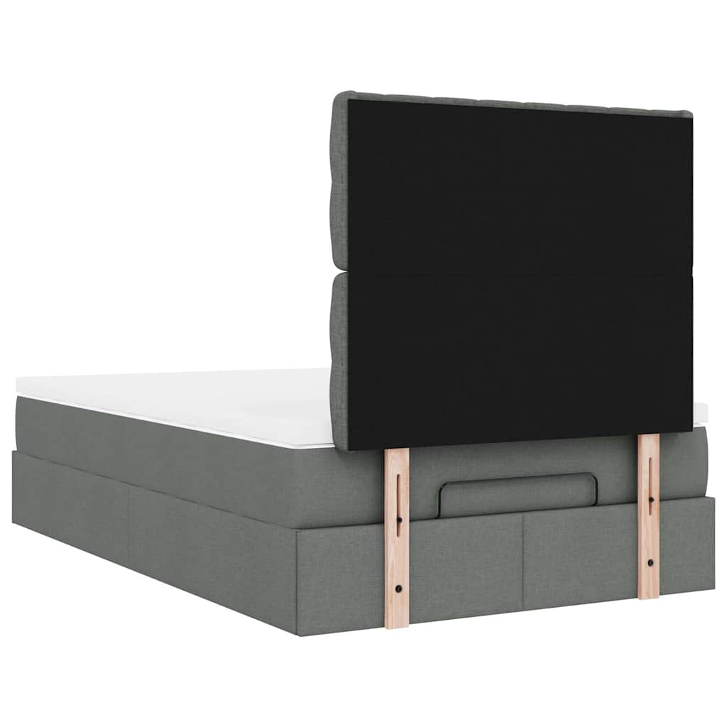 Οθωμανικό κρεβάτι με στρώμα Σκούρο γκρι 120x200cm ύφασμα - Pakobazaar