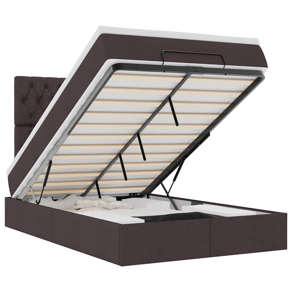 Ottoman Κρεβάτι με Στρώμα Σκούρο Καφέ 120x200cm Ύφασμα