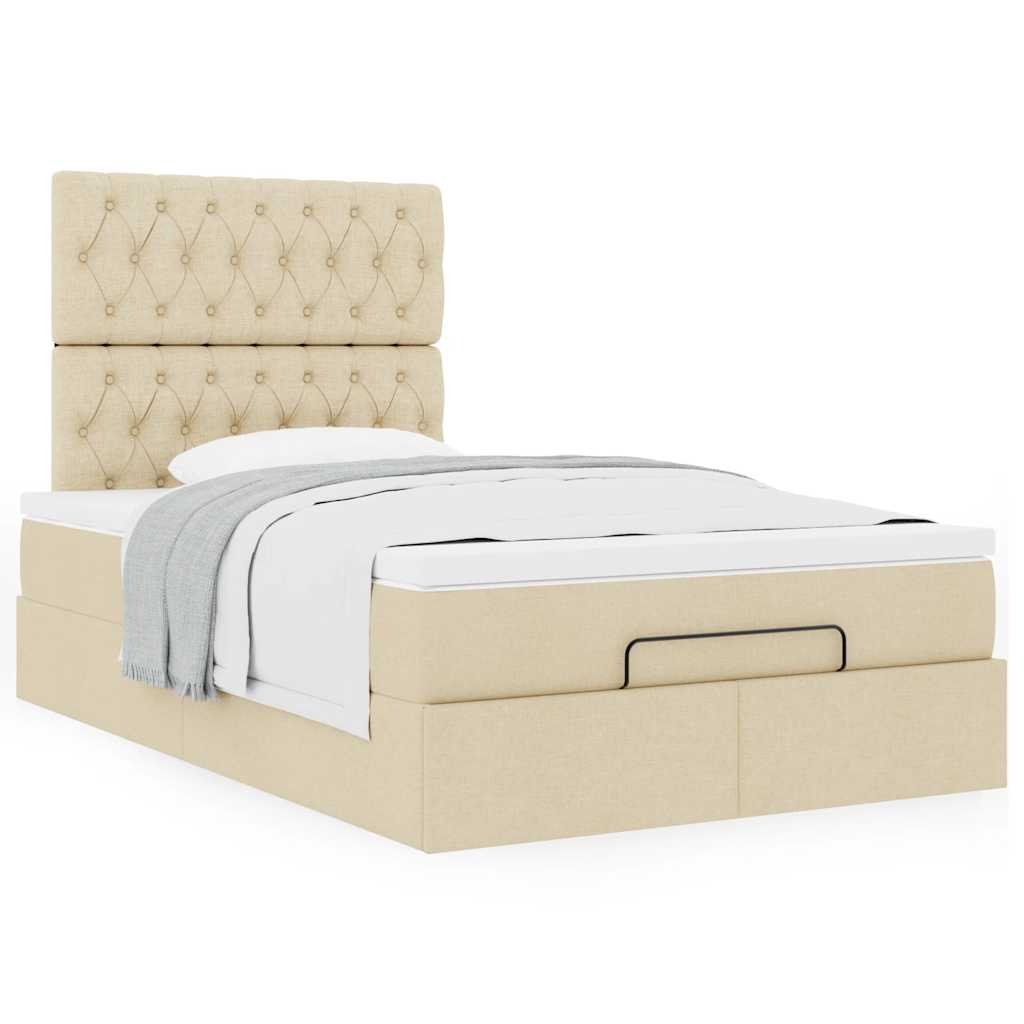 Οθωμανικό κρεβάτι με στρώμα Cream 120x200cm ύφασμα