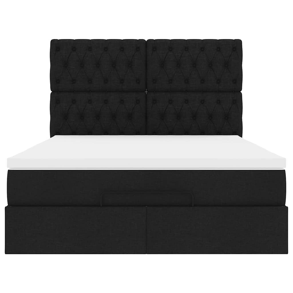 Οθωμανικό κρεβάτι με στρώμα Μαύρο 140x190cm Ύφασμα - Pakobazaar