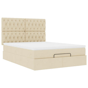 Οθωμανικό κρεβάτι με στρώμα Cream 140x190cm ύφασμα - Pakobazaar