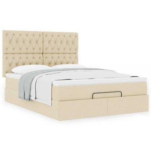 Οθωμανικό κρεβάτι με στρώμα Cream 140x200cm ύφασμα - Pakobazaar