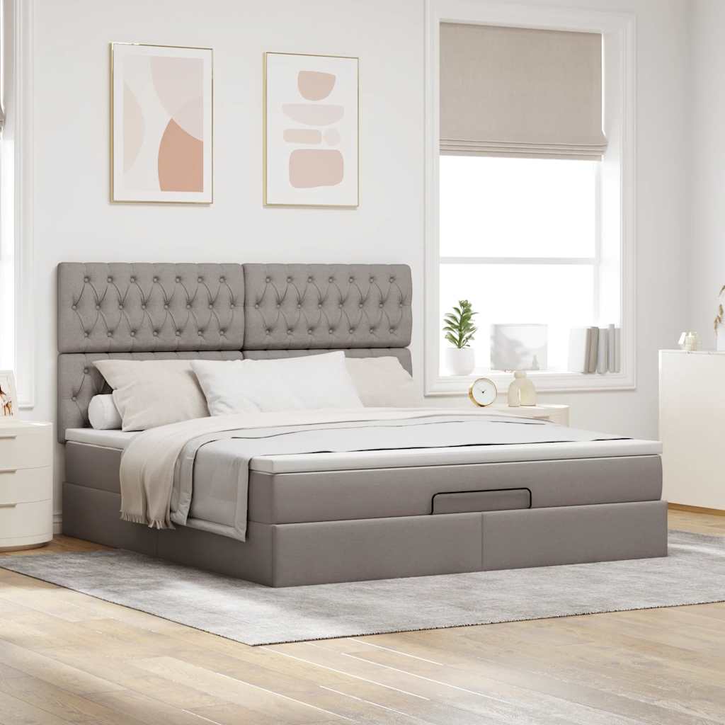 Οθωμανικό κρεβάτι με στρώμα Taupe 160x200cm ύφασμα - Pakobazaar