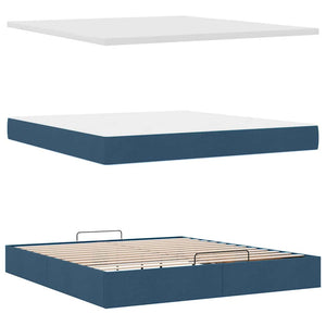 Οθωμανικό κρεβάτι με στρώμα μπλε 160x200cm ύφασμα - Pakobazaar