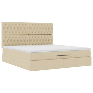 Οθωμανικό κρεβάτι με στρώμα Cream 180x200cm ύφασμα