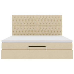 Οθωμανικό κρεβάτι με στρώμα Cream 180x200cm ύφασμα