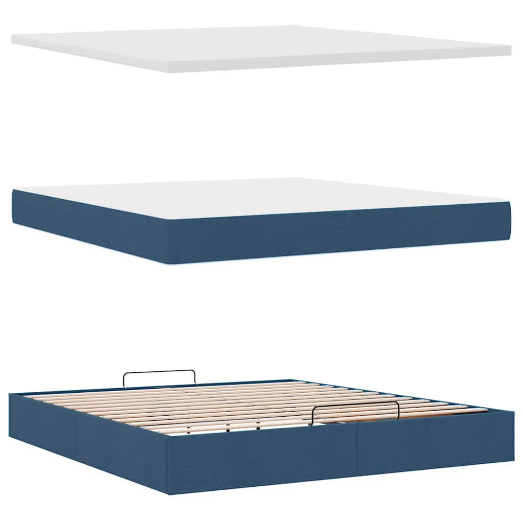 Οθωμανικό κρεβάτι με στρώμα μπλε 180x200cm ύφασμα