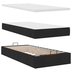 Οθωμανικό κρεβάτι με στρώμα Μαύρο 90x190cm Ύφασμα - Pakobazaar