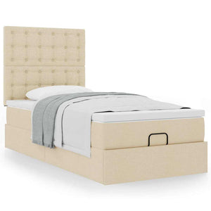 Οθωμανικό κρεβάτι με στρώμα Cream 90x200cm ύφασμα