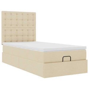 Οθωμανικό κρεβάτι με στρώμα Cream 90x200cm ύφασμα