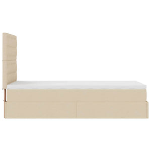 Οθωμανικό κρεβάτι με στρώμα Cream 90x200cm ύφασμα