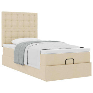 Οθωμανικό κρεβάτι με στρώμα Cream 100x200cm ύφασμα
