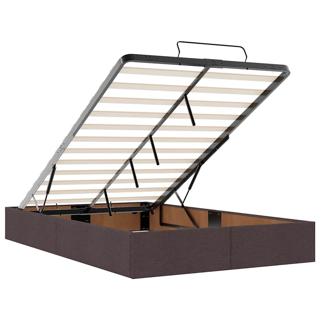 Οθωμανικό κρεβάτι με στρώμα Σκούρο καφέ 120x190 cm Ύφασμα - Pakobazaar