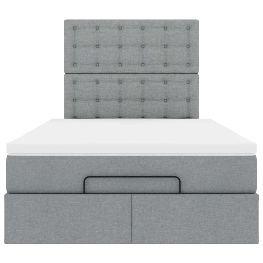 Οθωμανικό κρεβάτι με στρώμα ανοιχτό γκρι 120x200cm ύφασμα - Pakobazaar