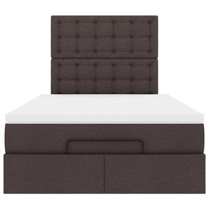 Ottoman Κρεβάτι με Στρώμα Σκούρο Καφέ 120x200cm Ύφασμα - Pakobazaar
