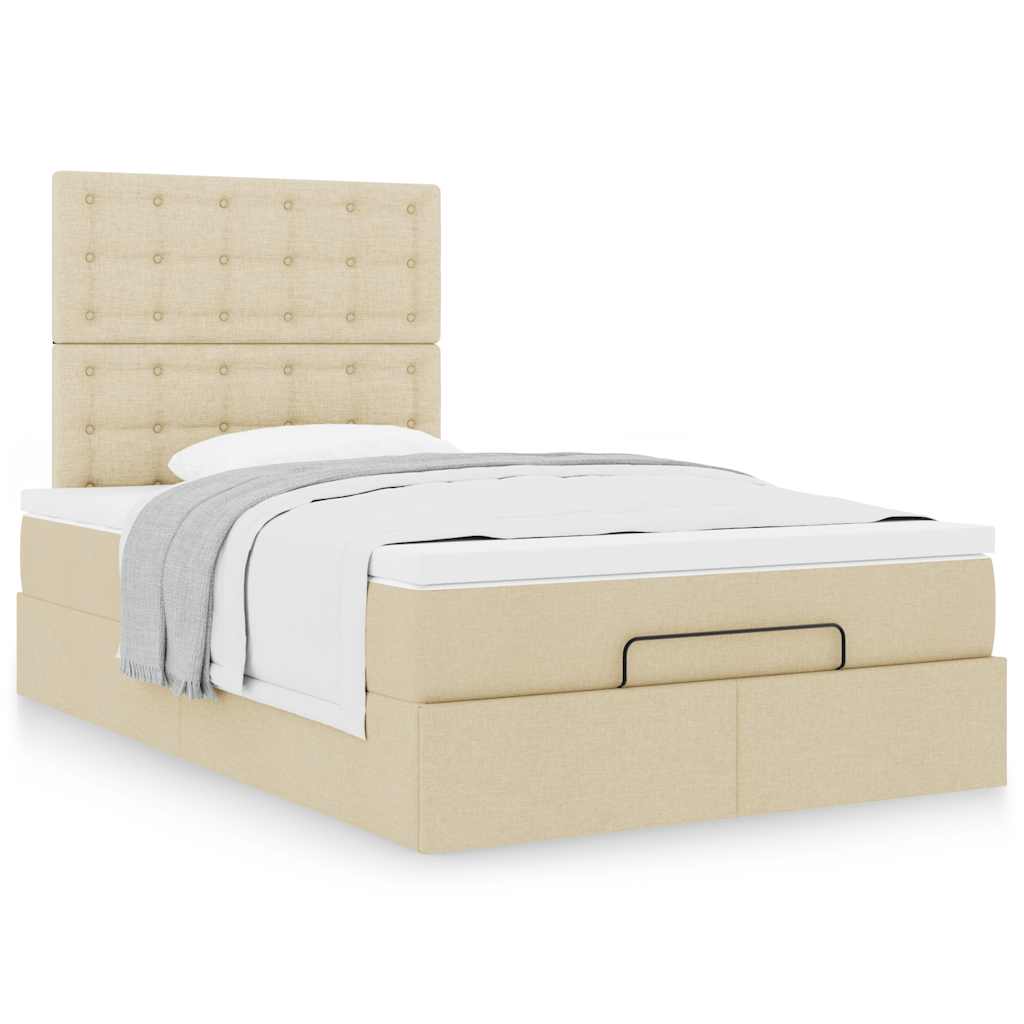 Οθωμανικό κρεβάτι με στρώμα Cream 120x200cm ύφασμα