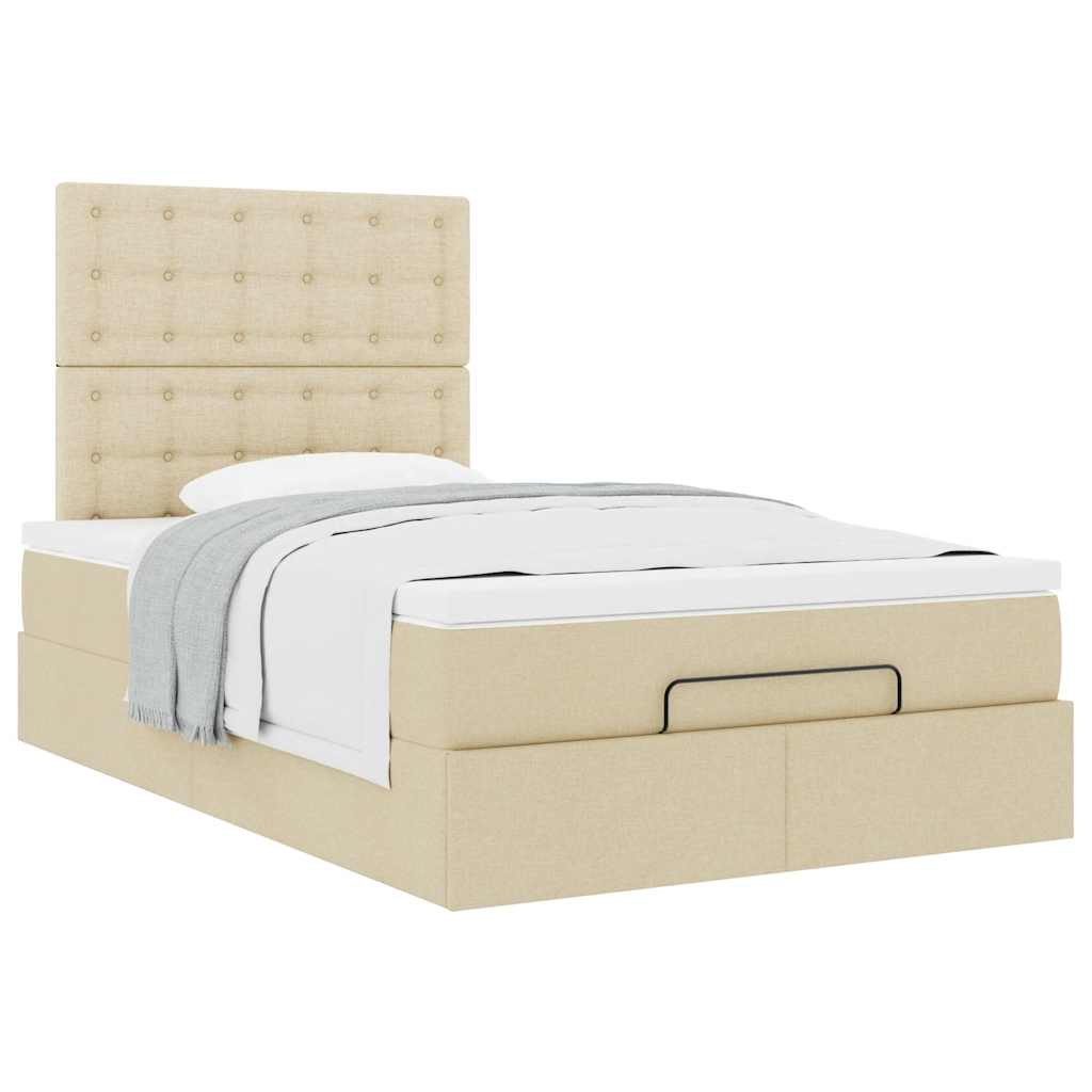 Οθωμανικό κρεβάτι με στρώμα Cream 120x200cm ύφασμα