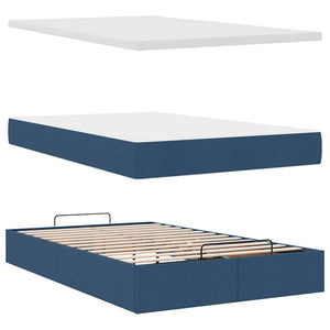 Οθωμανικό κρεβάτι με στρώμα μπλε 120x200cm ύφασμα