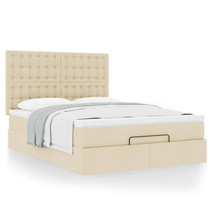 Οθωμανικό κρεβάτι με στρώμα Cream 140x190cm ύφασμα - Pakobazaar