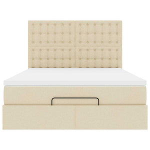 Οθωμανικό κρεβάτι με στρώμα Cream 140x190cm ύφασμα - Pakobazaar