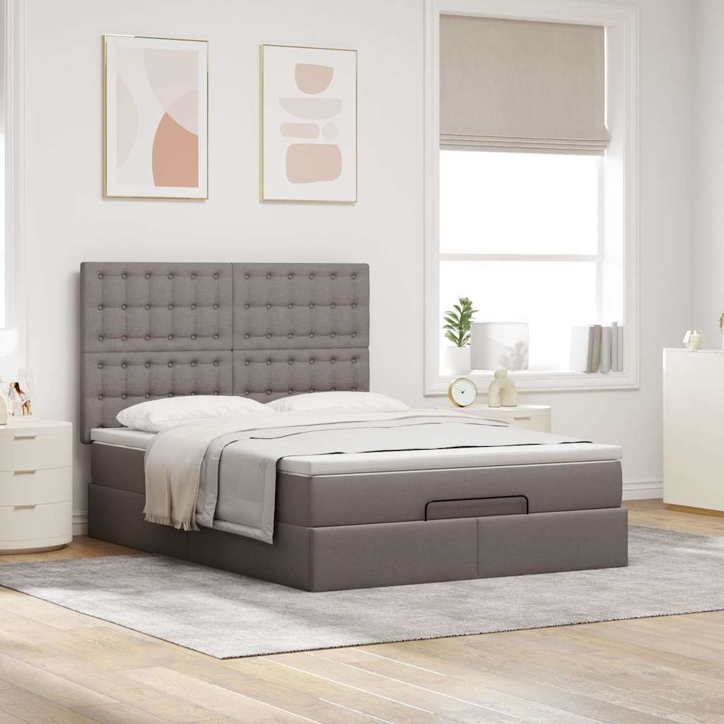 Οθωμανικό κρεβάτι με στρώμα Taupe 140x200cm ύφασμα