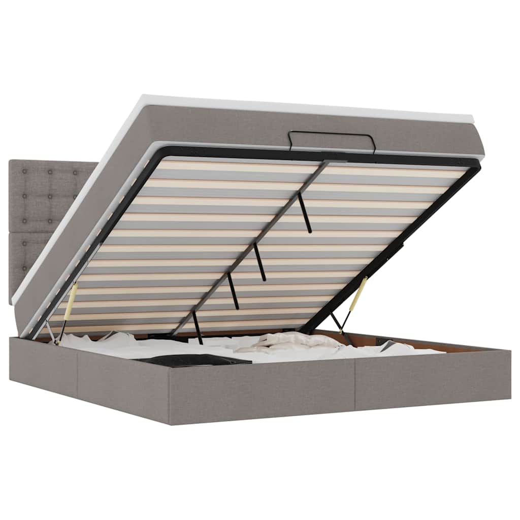 Οθωμανικό κρεβάτι με στρώμα Taupe 160x200cm ύφασμα - Pakobazaar