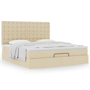 Οθωμανικό κρεβάτι με στρώμα Cream 180x200cm ύφασμα - Pakobazaar