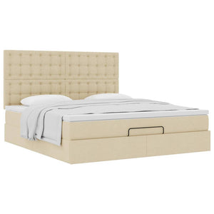 Οθωμανικό κρεβάτι με στρώμα Cream 180x200cm ύφασμα - Pakobazaar